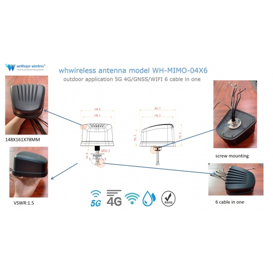  GNSS 5g 4g LTE WiFi Mimo 6 in 1 antenas 